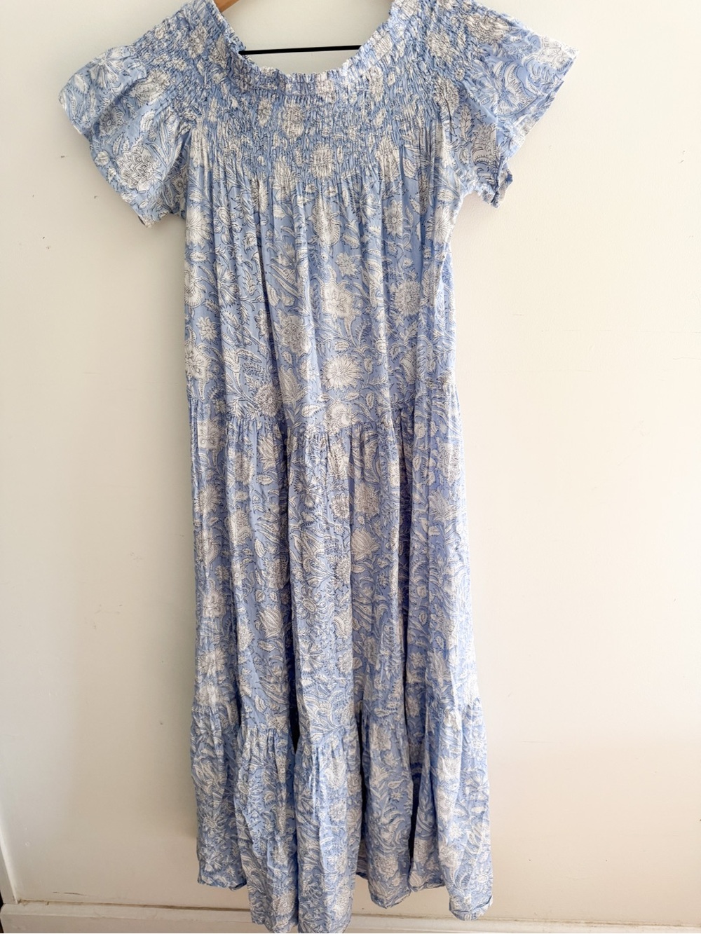 Marea Block Print Tiered Maxi Dress Size S - Picture 6 of 8